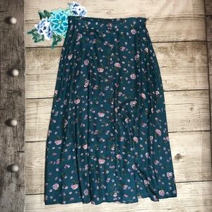 Weathervane Maxi 80’s Blue Button Up Silk Skirt